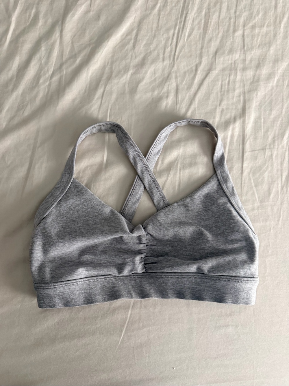 Vuori elevation ruched gray sports bra small